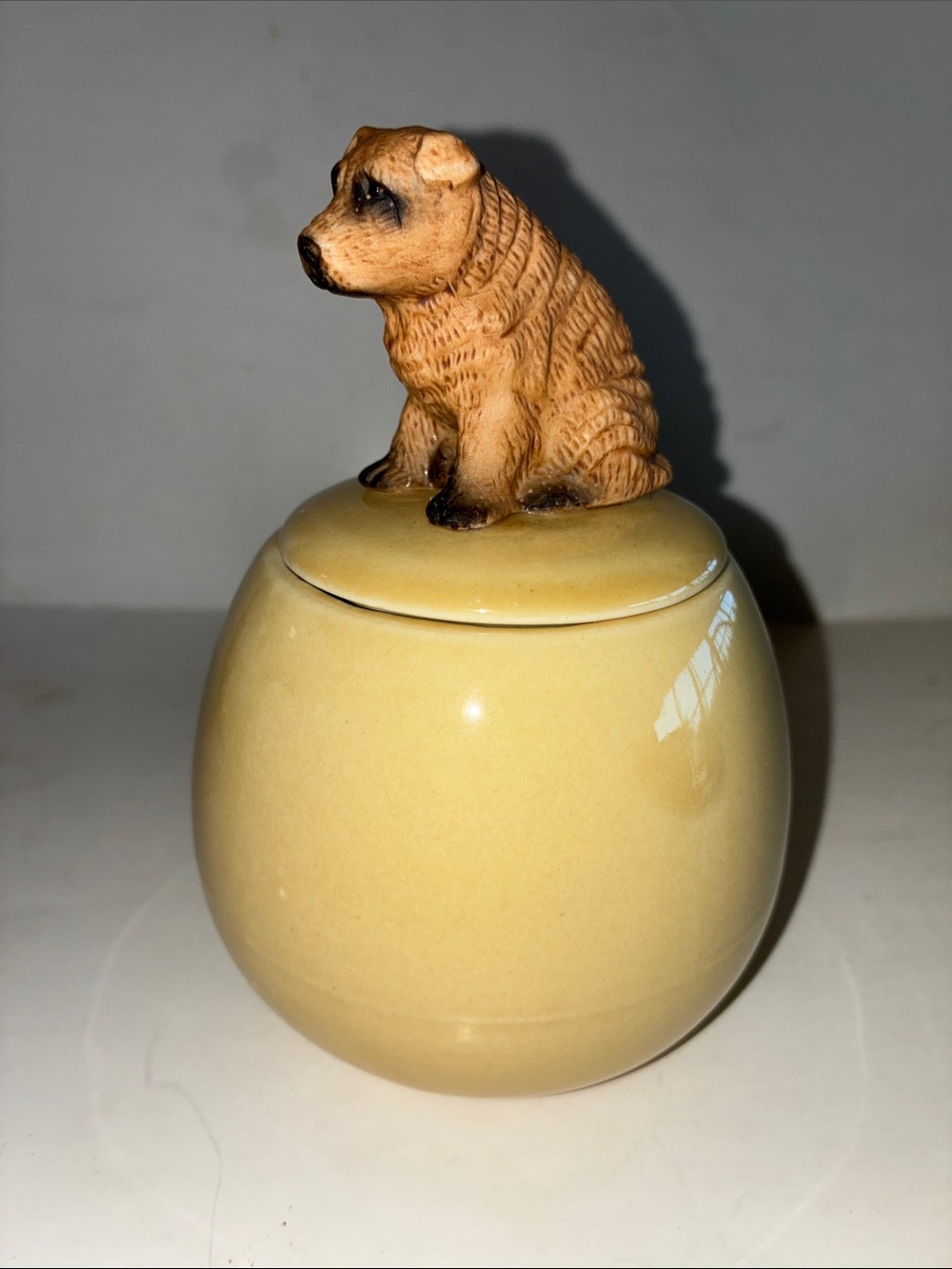 Ceramic Sugar Bowl with Brown Dog